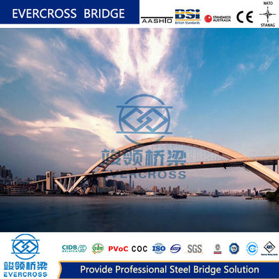 Ponte de arco de treliça de aço de alta flexibilidade superior inferior médio superior tipo de rolamento